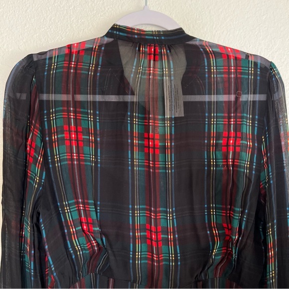J. Crew Tie-neck dress in Stewart tartan viscose chiffon Size Small NWT - Picture 10 of 12